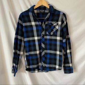 Zoo York Flannel Plaid Blue/Black/White Sz Small